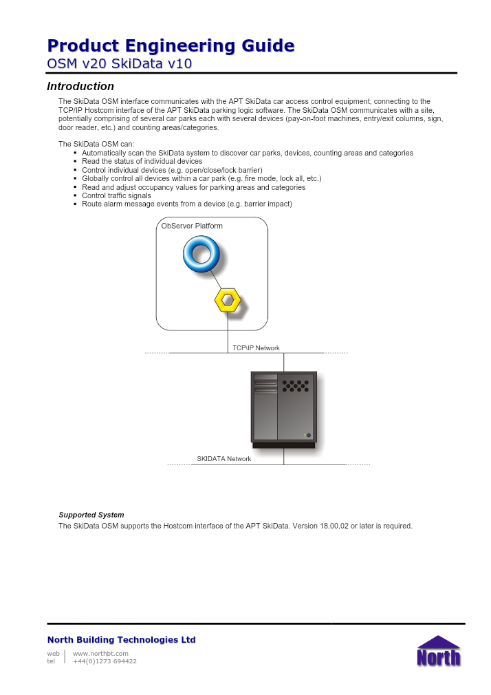 Preview thumbnail of page 1 of the SkiData Engineering Guide PDF document.